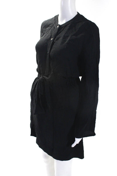 A.P.C. Womens Gauze Long Sleeve Button Lined Down A-Line Dress Black Size 34