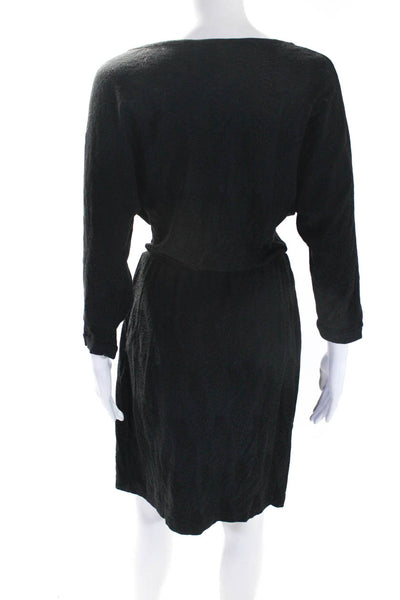 A.P.C. Womens Cotton Textured Round Neck Unlined Blouson Dress Black Size XS