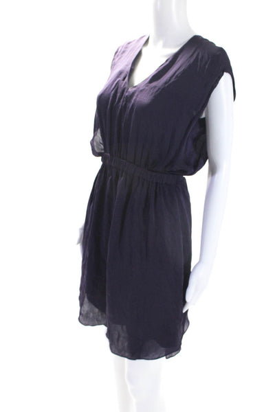 Theyskens Theory Womens Silk Cut Out V-Neck Mini Cape Dress Plum Purple Size S