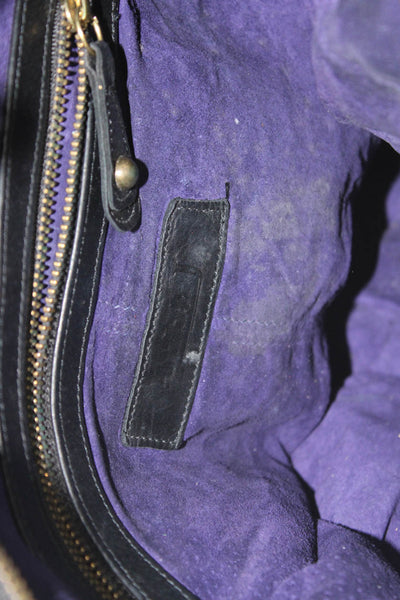 Luba Grained Leather Double Puff Handle Top Zip Hobo Shoulder Handbag Black
