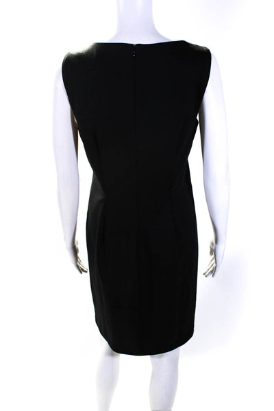 Carmen Marc Valvo Womens Pleated Ponte Sleeveless Mini Sheath Dress Black Medium