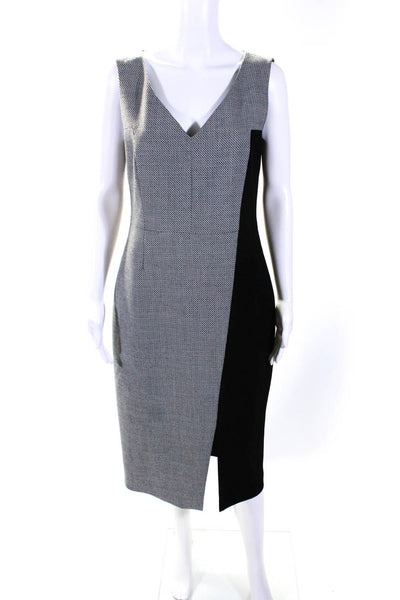 Judith & Charles Womens Woven V Neck Sleeveless Sheath Dress Black White Size 10