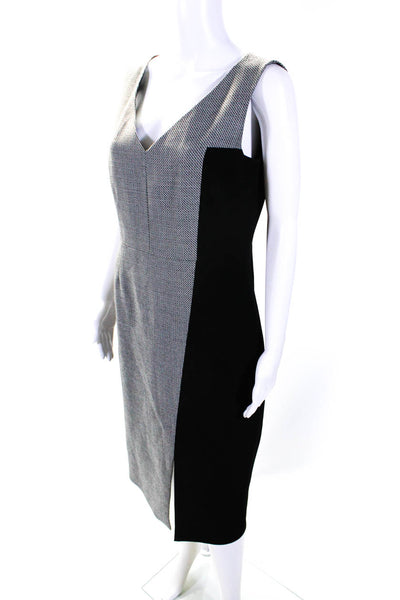 Judith & Charles Womens Woven V Neck Sleeveless Sheath Dress Black White Size 10