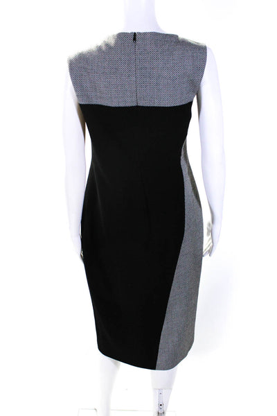 Judith & Charles Womens Woven V Neck Sleeveless Sheath Dress Black White Size 10