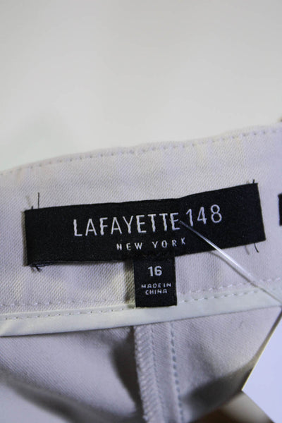 Lafayette 148 New York Womens Manhattan Mid Rise Slim Leg Pants Ivory Size 16