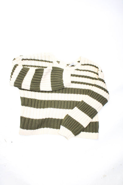 Splendid Babaton Womens Cotton Long Sleeve Striped Sweater Green Size M Lot 2
