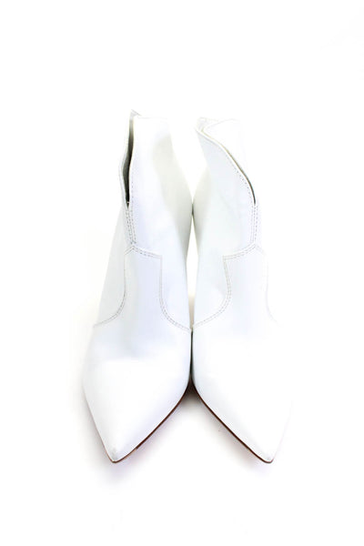 Gianvito Rossi Womens Slip On Stiletto Pointed Toe Booties White Leather Size 39