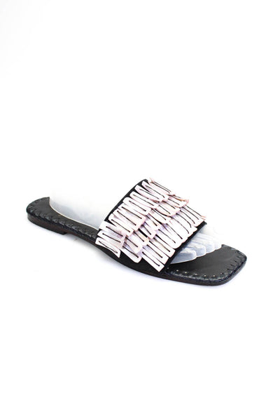 De Siena Womens Single Strap Embellished Slide Sandals Black Purple Size 39