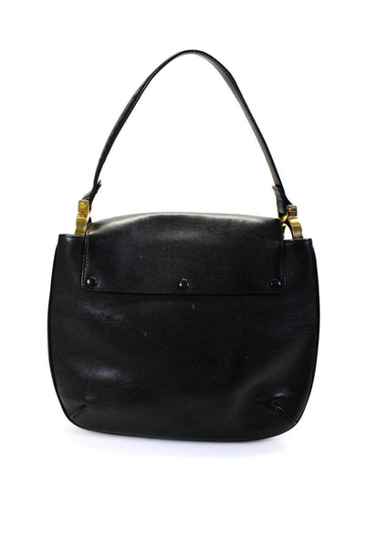 Chloe Womens Leather Two Tone Flap Over Medium Black Shoulder Bag Handbag