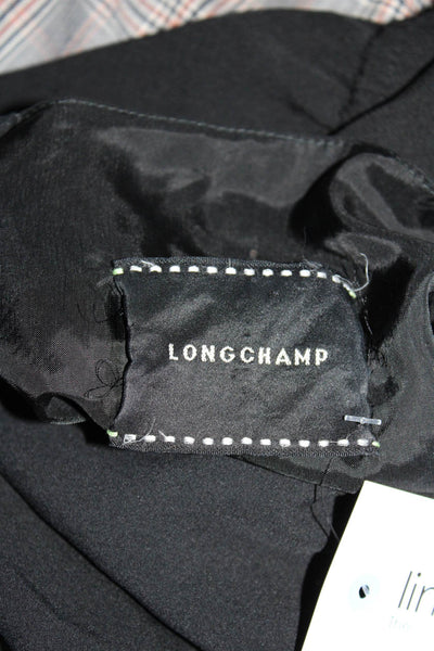 Longchamp Womens Silk Long Sleeve V Neck A Line Dress Black Size 36