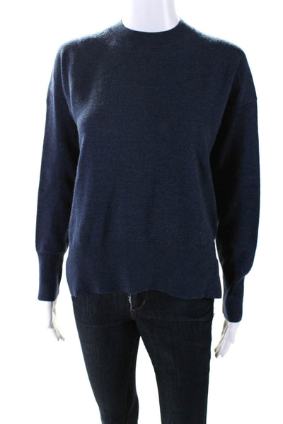 Theory Womens Dark Blue Wool Crew Neck Long Sleeve Pullover Sweater Top Size P