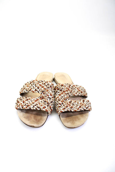 Alexandre Birman Womens Brown Multicolor Woven Slip On Flat Mules Shoes Size 9.5