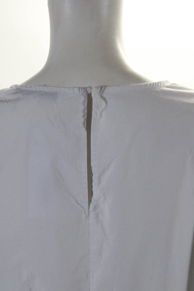 English Factory Womens Cotton Long Sleeve Ruffle Trim Blouse White Size L