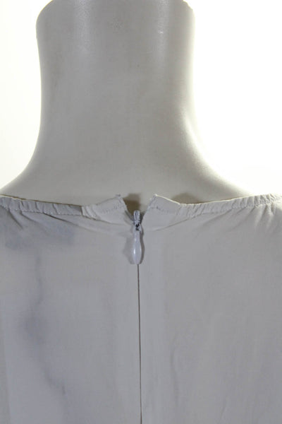 DKNY Womens Cotton Short Sleeve Pleated Blouse White Size S