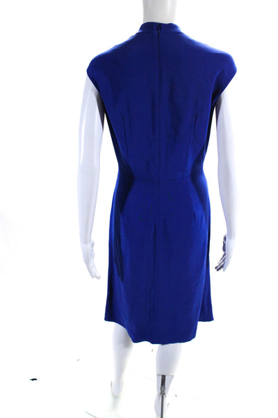 The Fold Womens V Neck Ruched Sleeveless A Line Dress Sapphire Blue Size 10