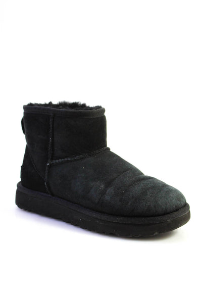 Ugg Womens Black Suede Shearling Mini Ankle Boots Shoes Size 5