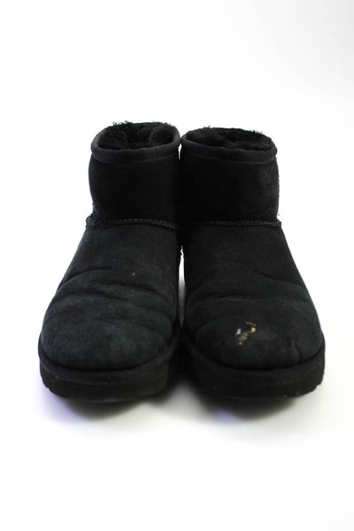 Ugg Womens Black Suede Shearling Mini Ankle Boots Shoes Size 5
