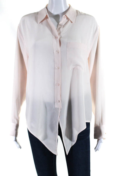 Equipment Femme Womens Silk Collared Tied Front Button Down Shirt Pink Size S