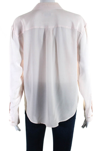 Equipment Femme Womens Silk Collared Tied Front Button Down Shirt Pink Size S