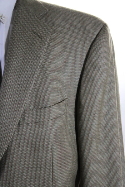 Ermenegildo Zegna Mens Two Button Collared Blazer Jacket Tan Beige Size 56 R