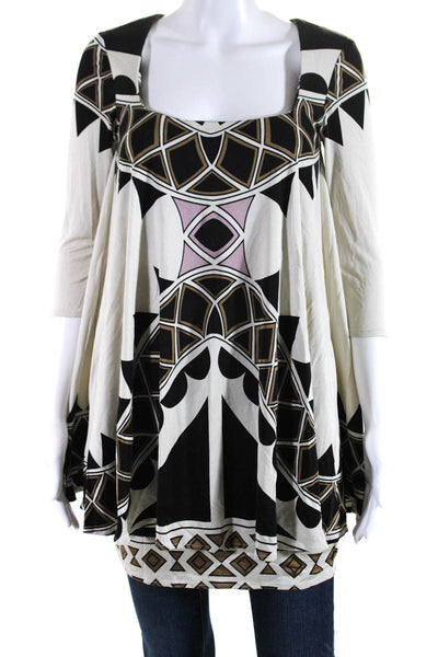 Mara Hoffman Womens Silk Geometric Print Blouse Multi Colored Size Small