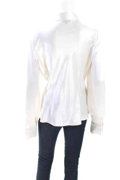 Staud Womens Long Sleeves Crew Neck Button Down Blouse White Size 10