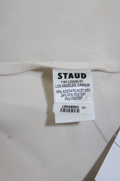 Staud Womens Long Sleeves Crew Neck Button Down Blouse White Size 10