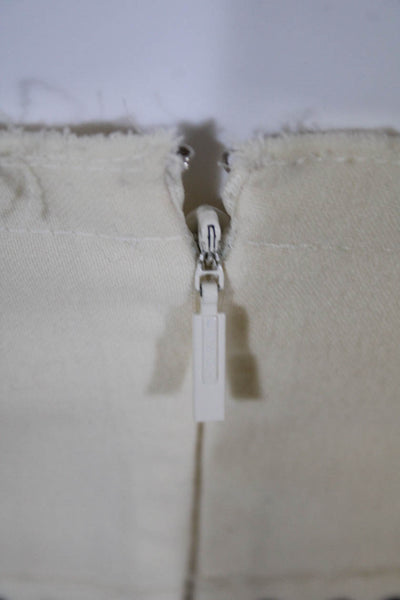 Fendi Womens Wool Stud V-Neck Pleated Fringed Button Zip Dress Cream Size EUR36