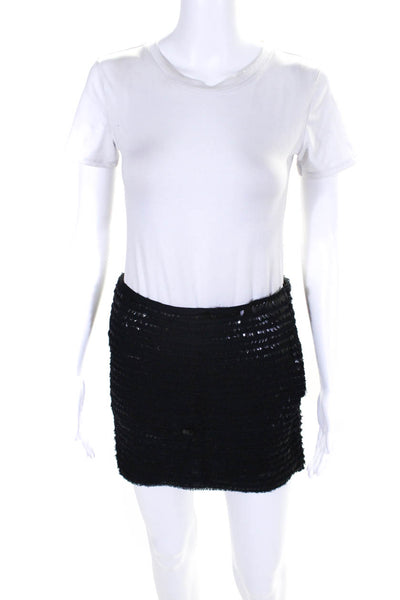 Zara Womens Striped Embroidered Beaded Zipped Mini Skirts White Size XS S Lot 2