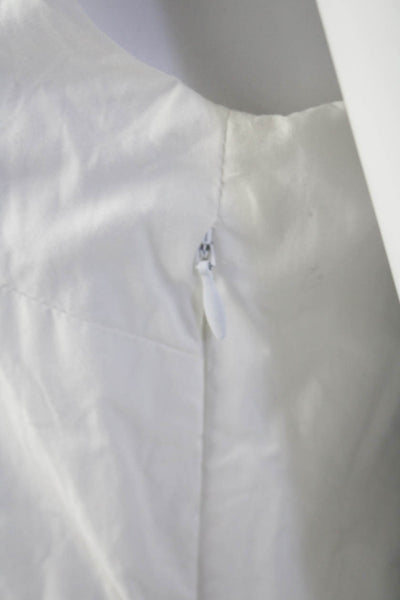 J Crew Womens Sleeveless Round Neck Pleated Tiered Midi Dress White Size 0