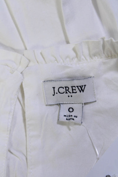 J Crew Womens Sleeveless Round Neck Pleated Tiered Midi Dress White Size 0