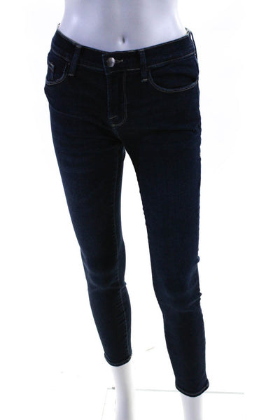Frame Denim Womens Le Skinny de Jeanne Crop Dark Mid Rise Jeans Blue Size 26