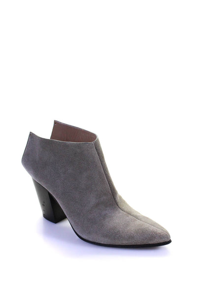 Alumnae Womens Suede Pointed Toe Open Back Ankle Boots Gray Size 40 10