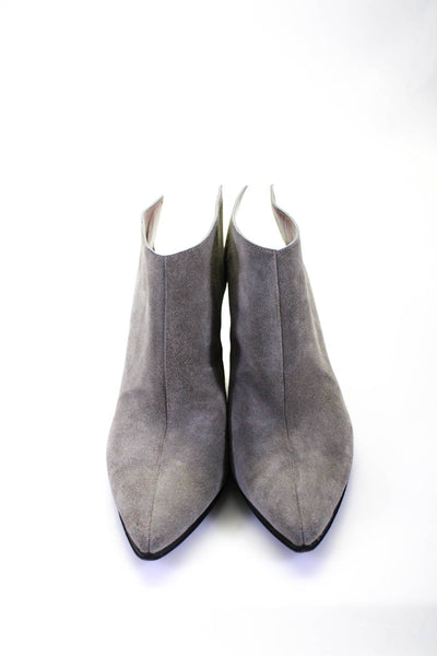 Alumnae Womens Suede Pointed Toe Open Back Ankle Boots Gray Size 40 10