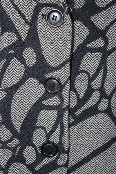 Armani Collezioni Womens Printed Herringbone Blazer Jacket Black Beige Size 14
