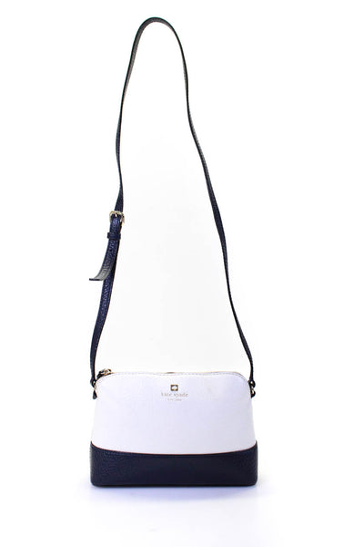 Kate Spade Womens Small Color Block Leather Crossbody Handbag Navy Blue White