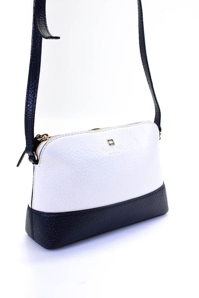 Kate Spade Womens Small Color Block Leather Crossbody Handbag Navy Blue White