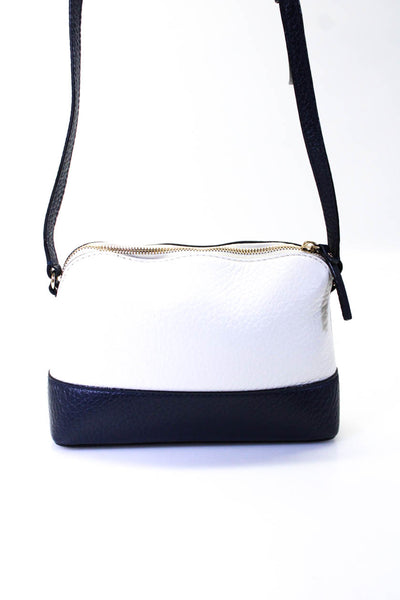 Kate Spade Womens Small Color Block Leather Crossbody Handbag Navy Blue White