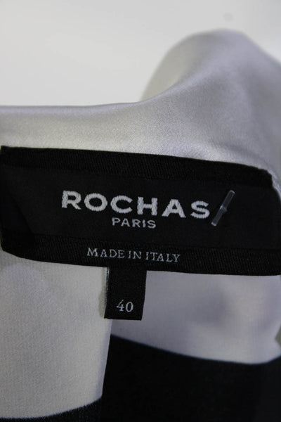 Rochas Womens White/Black Silk Graphic Print Hi-Low Knee Length Skirt Size 40