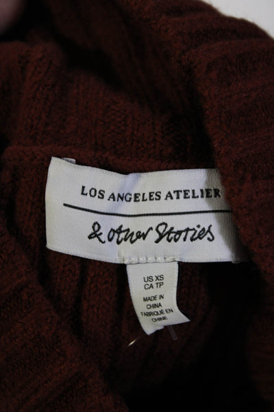 & Other Stories Womens Halter Neck Ribbed Knit Blouse Brown Size XS