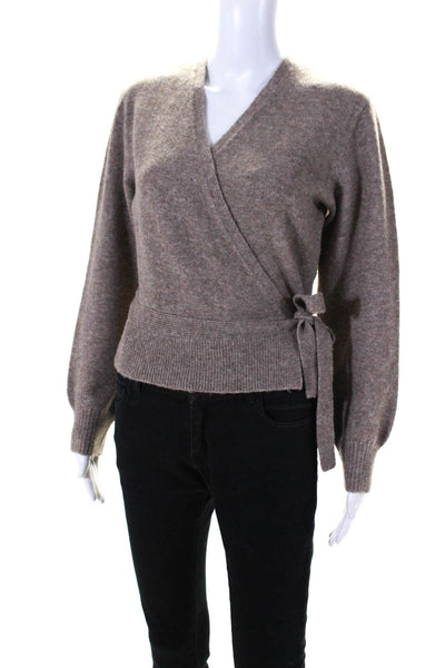 & Other Stories Womens Long Sleeve V neck Wrap Blouse Brown Size XS