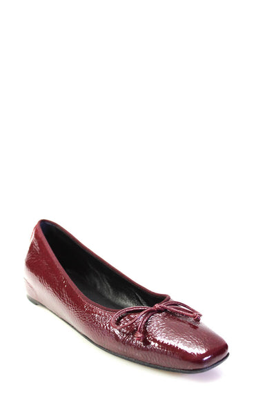 M.Gemi Womens Patent Leather Square Toe Ballet Flats Burgundy Red Size 7US 37EU