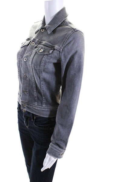 AG Adriano Goldschmied Womens Gray Cotton Long Sleeve Denim Jacket Size XS