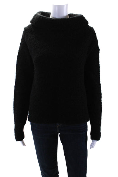 Peter O. Mahler Womens Wool Shearling Long Sleeve Mock Neck Sweater Black Size 3