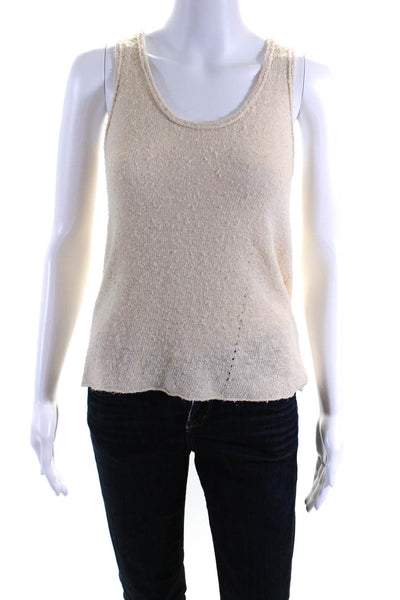 Rag & Bone Womens Silk Knitted Round Neck Textured Tank Top Beige Size XS