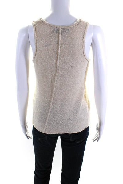 Rag & Bone Womens Silk Knitted Round Neck Textured Tank Top Beige Size XS