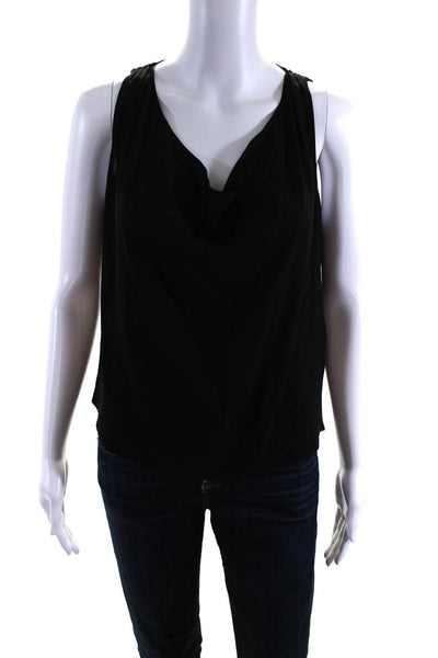 Alice + Olivia Womens Round Neck High Low Pullover Tank Blouse Black Size S