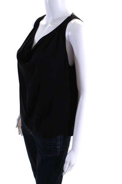 Alice + Olivia Womens Round Neck High Low Pullover Tank Blouse Black Size S