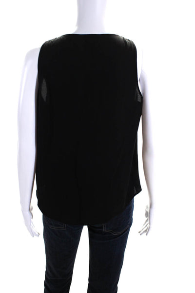 Alice + Olivia Womens Round Neck High Low Pullover Tank Blouse Black Size S