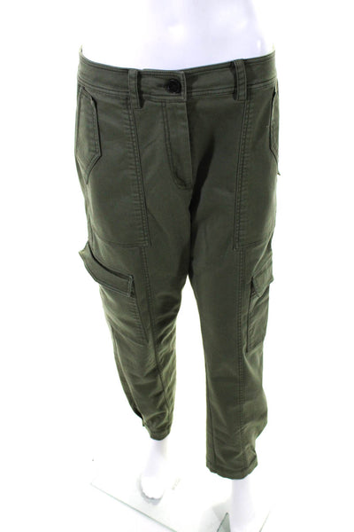 Derek Lam 10 Crosby Womens Cotton High-Rise Straight Cargo Pants Green Size 8
